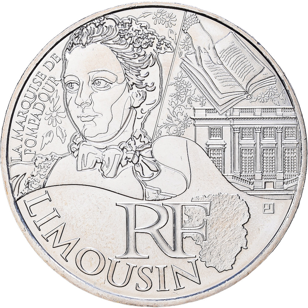 France, 10 Euro, Limousin, 2012, Paris, Silver, MS(60-62), Gadoury:EU514