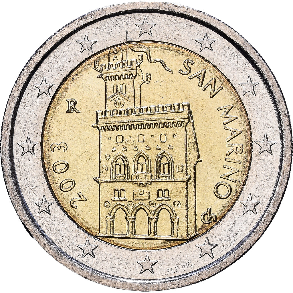 San Marino, 2 Euro, Le Palazzo Publico, 2003, Rome, Bi-Metallic, VZ+, KM:447