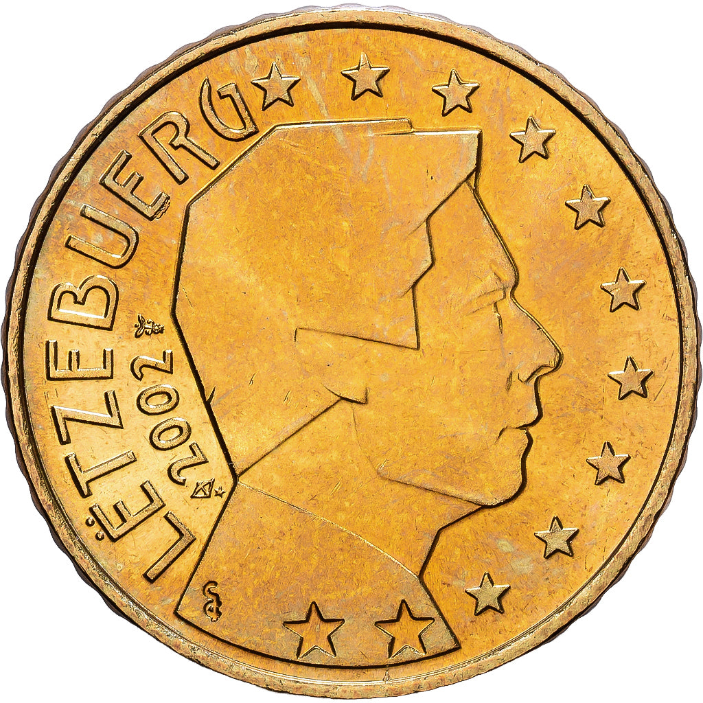 Luxembourg, Henri, 50 Euro Cent, Proof, 2002, Utrecht, Brass, AU(55-58), KM:80