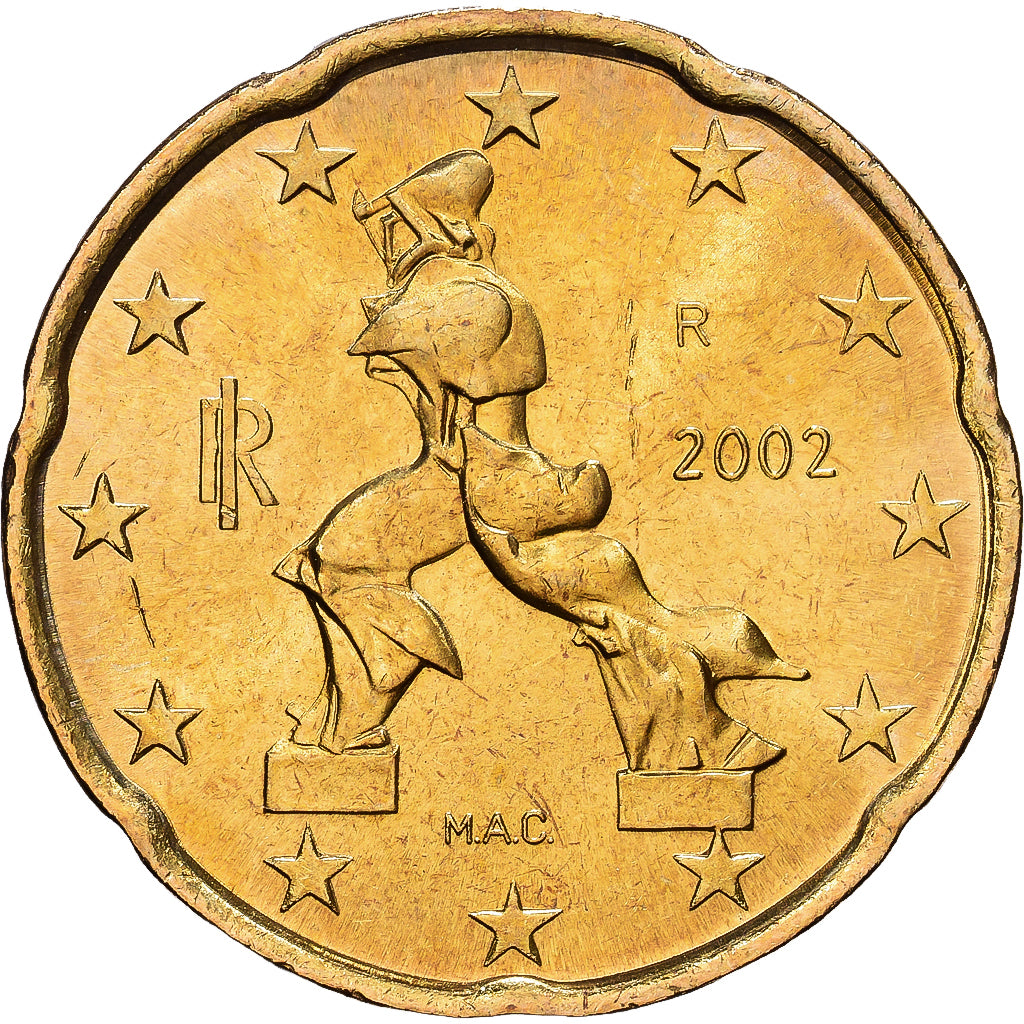 Italien, 20 Euro Cent, 2002, Rome, Messing, VZ+, KM:214