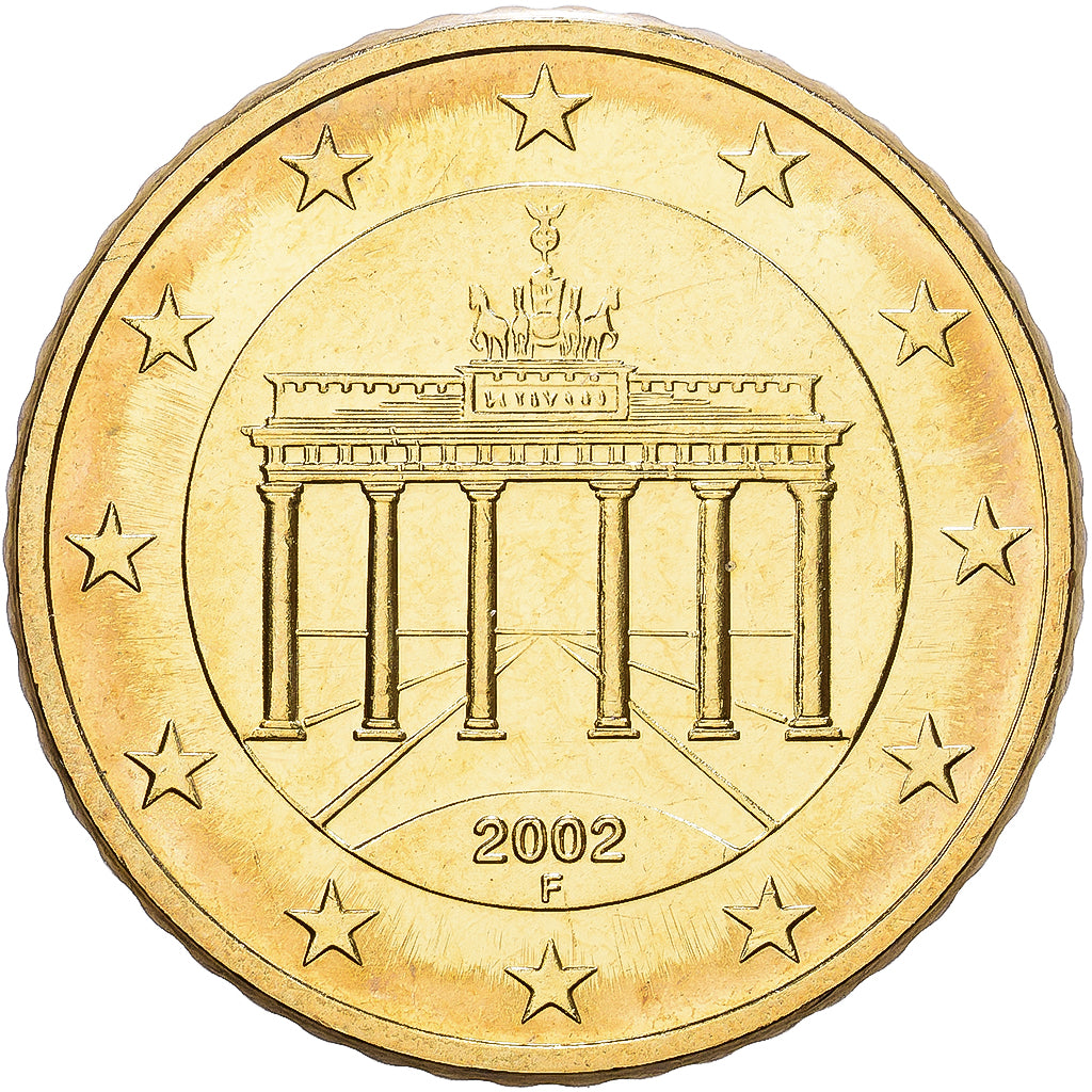 Duitsland, 50 Euro Cent, 2002, Stuttgart, Nordic gold, UNC