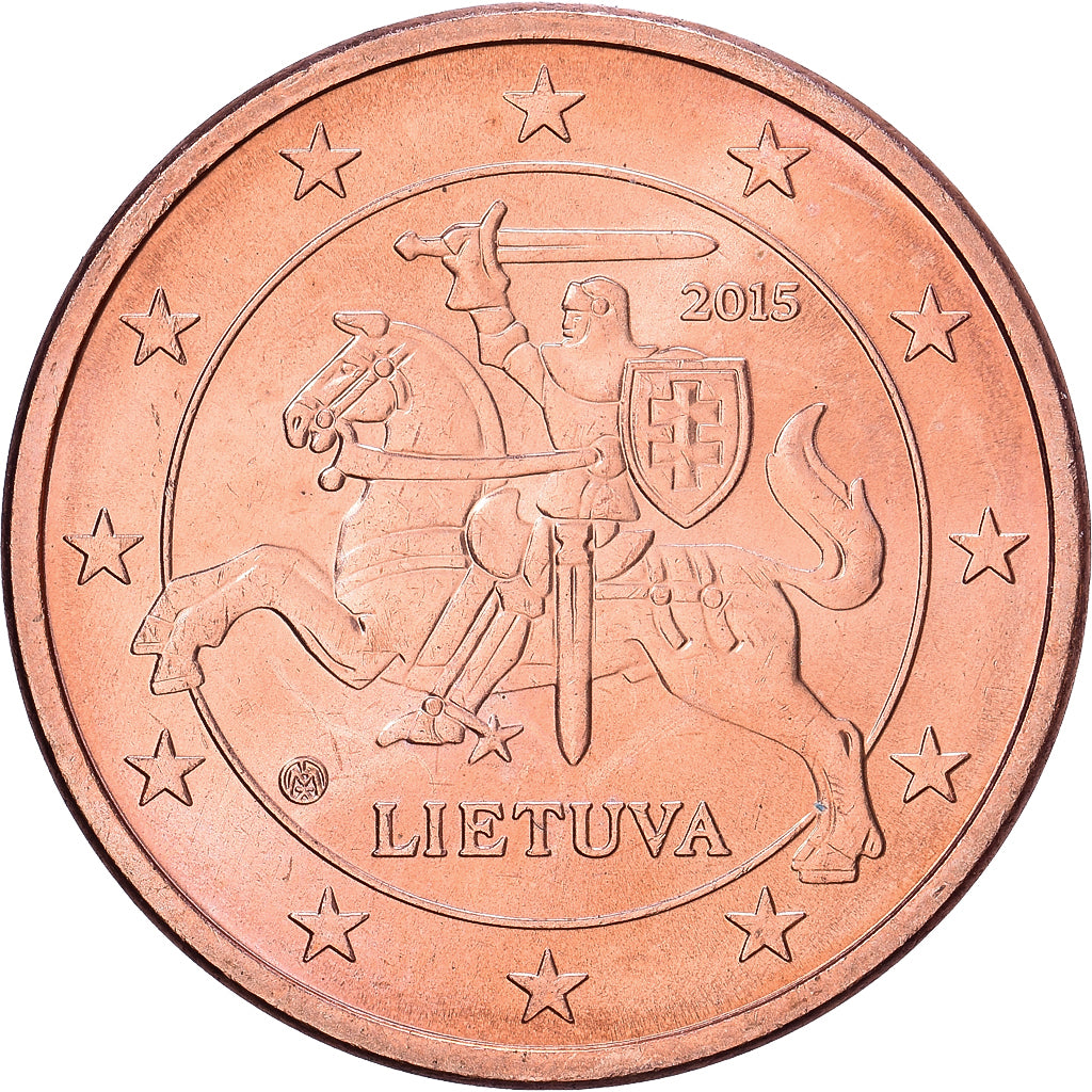 Lituania, 5 Euro Cent, 2015, Acciaio placcato rame, SPL+, KM:207