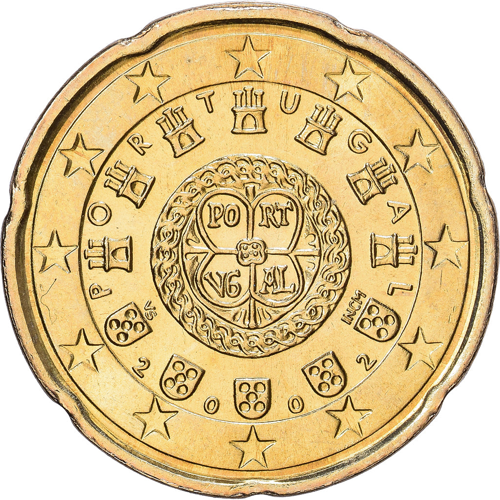 Portugal, 20 Euro Cent, 2002, Lisbon, Tin, UNC, KM:744