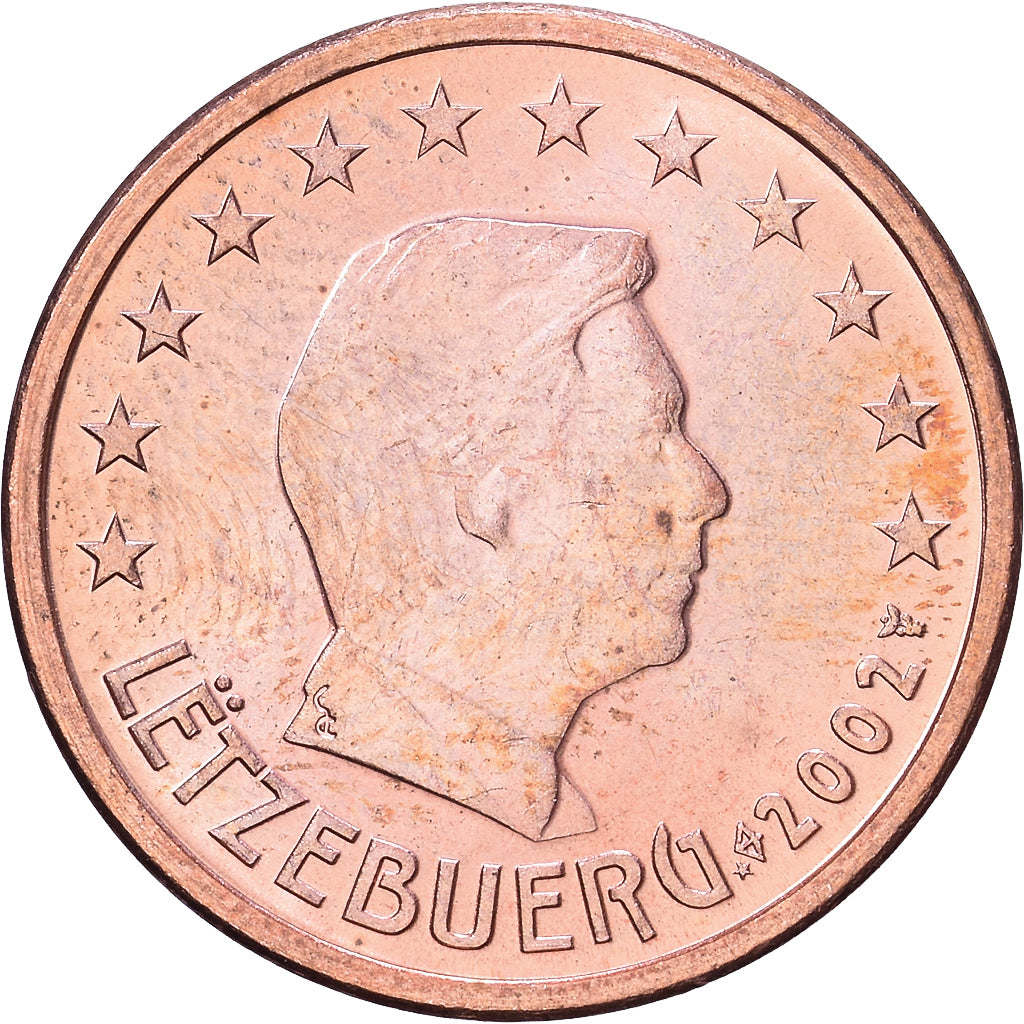 Luxembourg, Henri, 2 Euro Cent, 2002, Utrecht, Copper Plated Steel, MS(60-62)