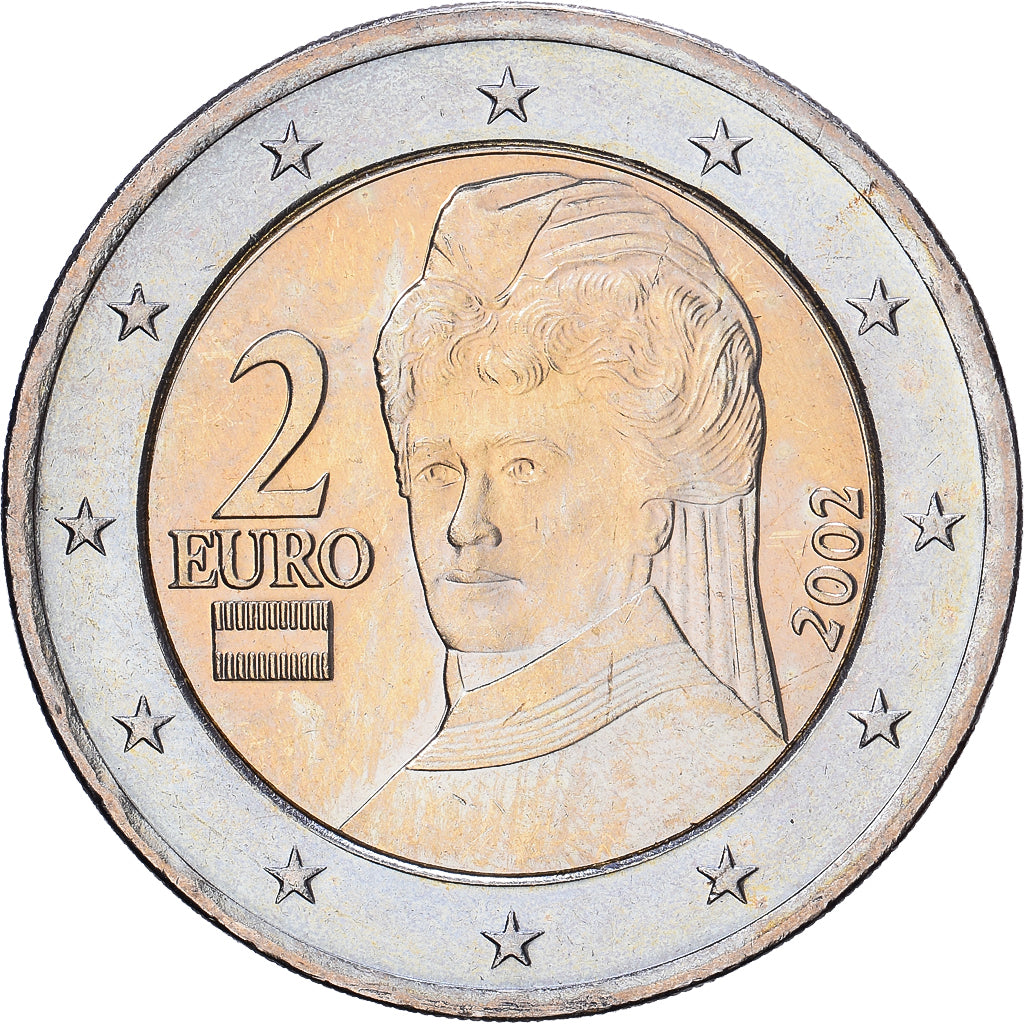 Áustria, 2 Euro, 2002, MS(63), Bimetálico, KM:3089