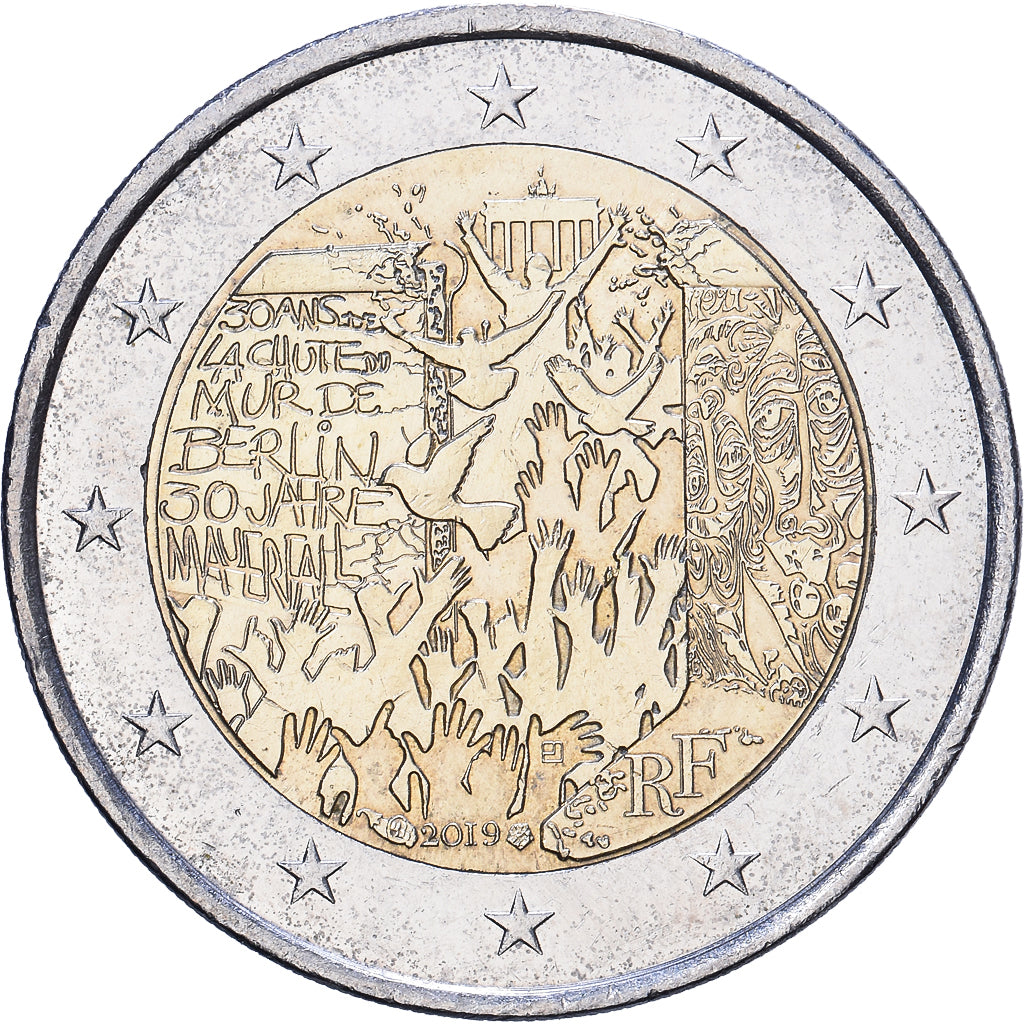 France, 2 Euro, 2019, Chute du mur de Berlin, SPL, Bi-Metallic, KM:New
