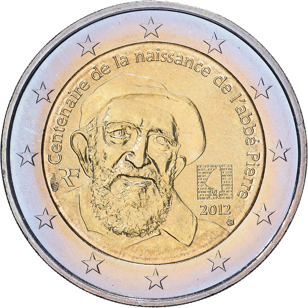 Francia, 2 Euro, l'abbé pierre, 2012, Monnaie de Paris, Bimetálico, SC+
