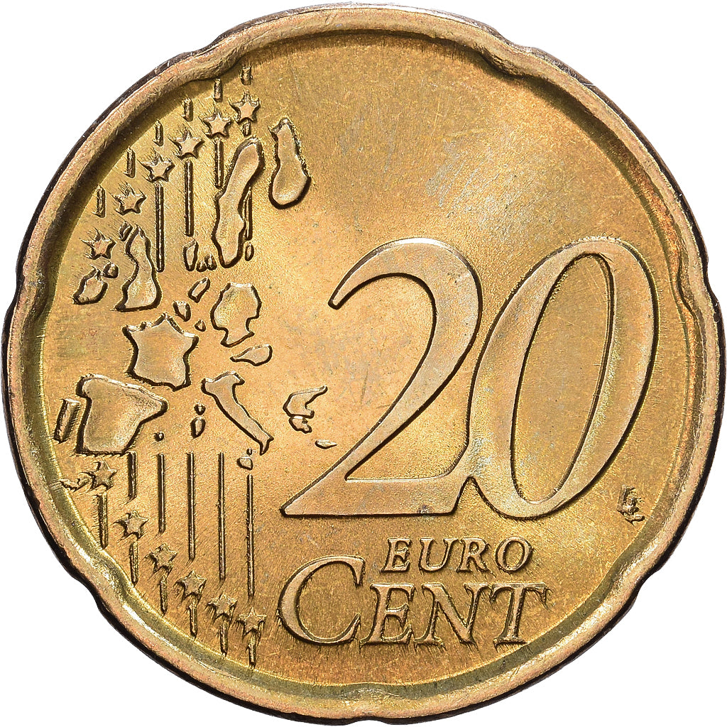 Espanha, 20 Centimes, Miguel de Cervantes, 1999, Madrid, Nordic gold, AU(55-58)