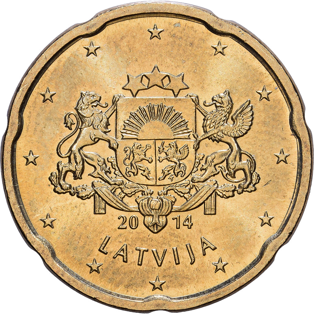 Letland, 20 Centimes, 2014, Stuttgart, Nordic gold, UNC-