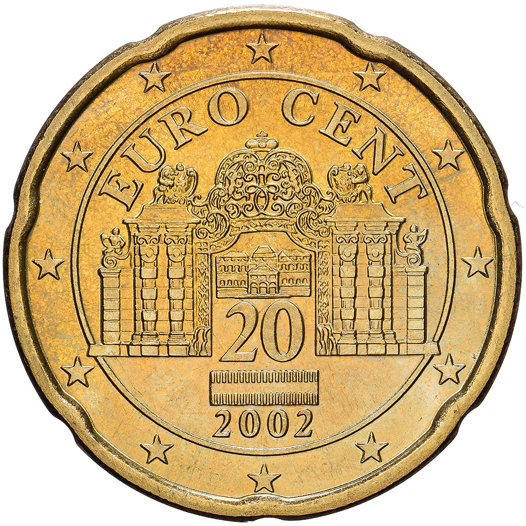 Austria, 20 Centimes, 2002, Vienna, Nordic gold, SPL-
