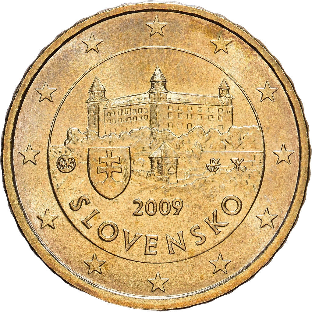 Eslováquia, 10 Centimes, le château de Bratislava, 2009, Kremnica, Nordic