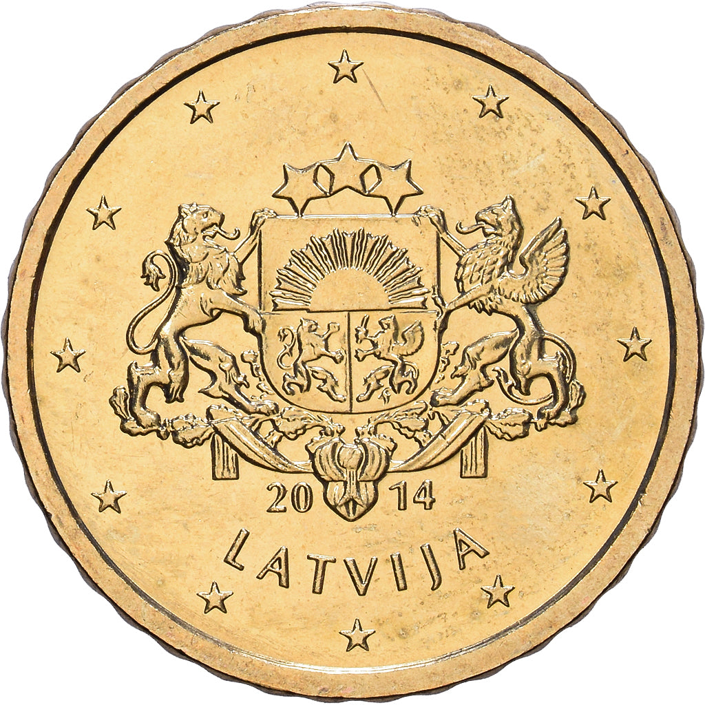 Letland, 10 Centimes, 2014, Stuttgart, Nordic gold, PR+