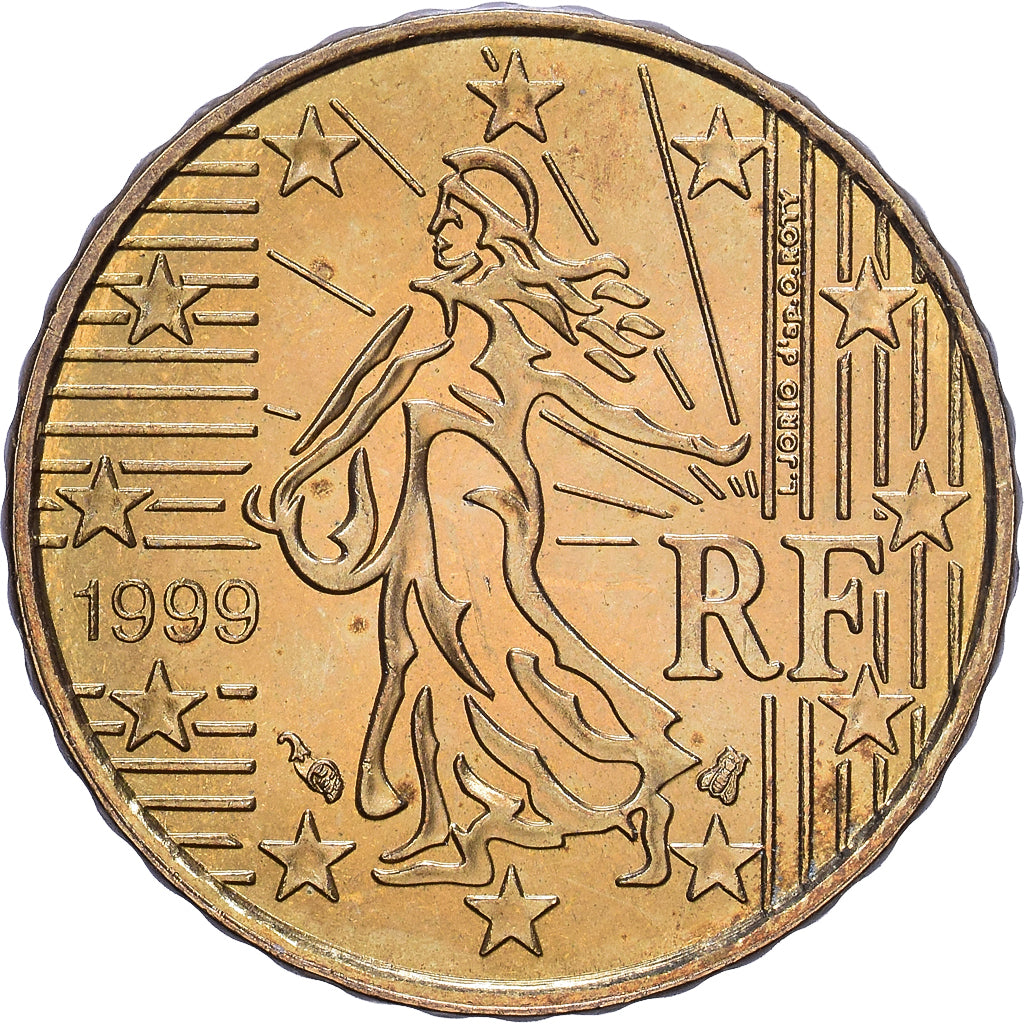 França, 10 Centimes, 1999, Pessac, Nordic gold, AU(55-58), KM:1285