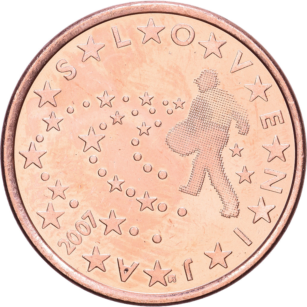 Slovenië, 5 Centimes, 2007, Vantaa, Copper Plated Steel, PR+