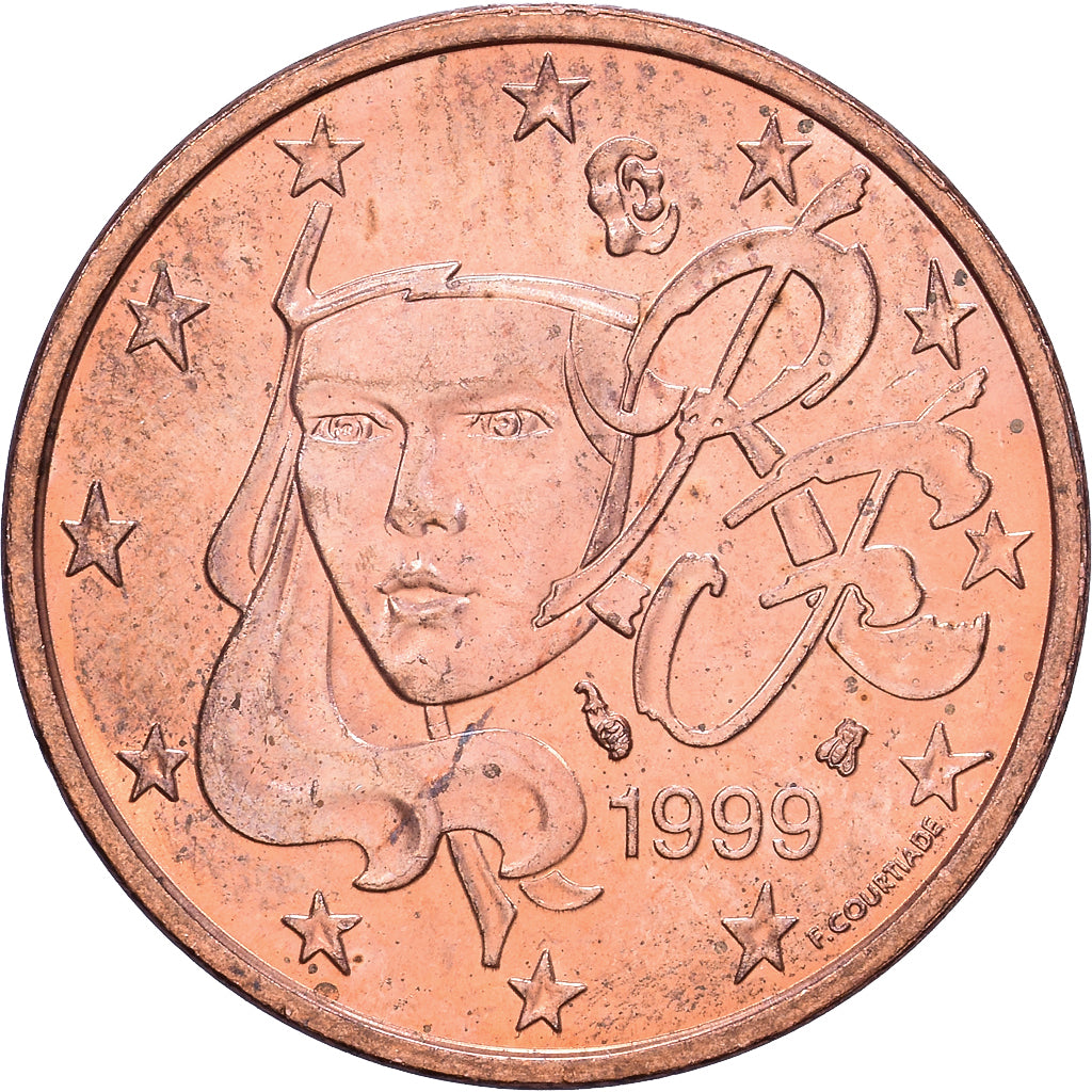 França, 5 Centimes, 1999, Pessac, Aço Cromado a Cobre, AU(55-58), KM:1284