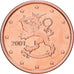 Finland, 5 Centimes, 2001, Vantaa, Copper Plated Steel, UNC-