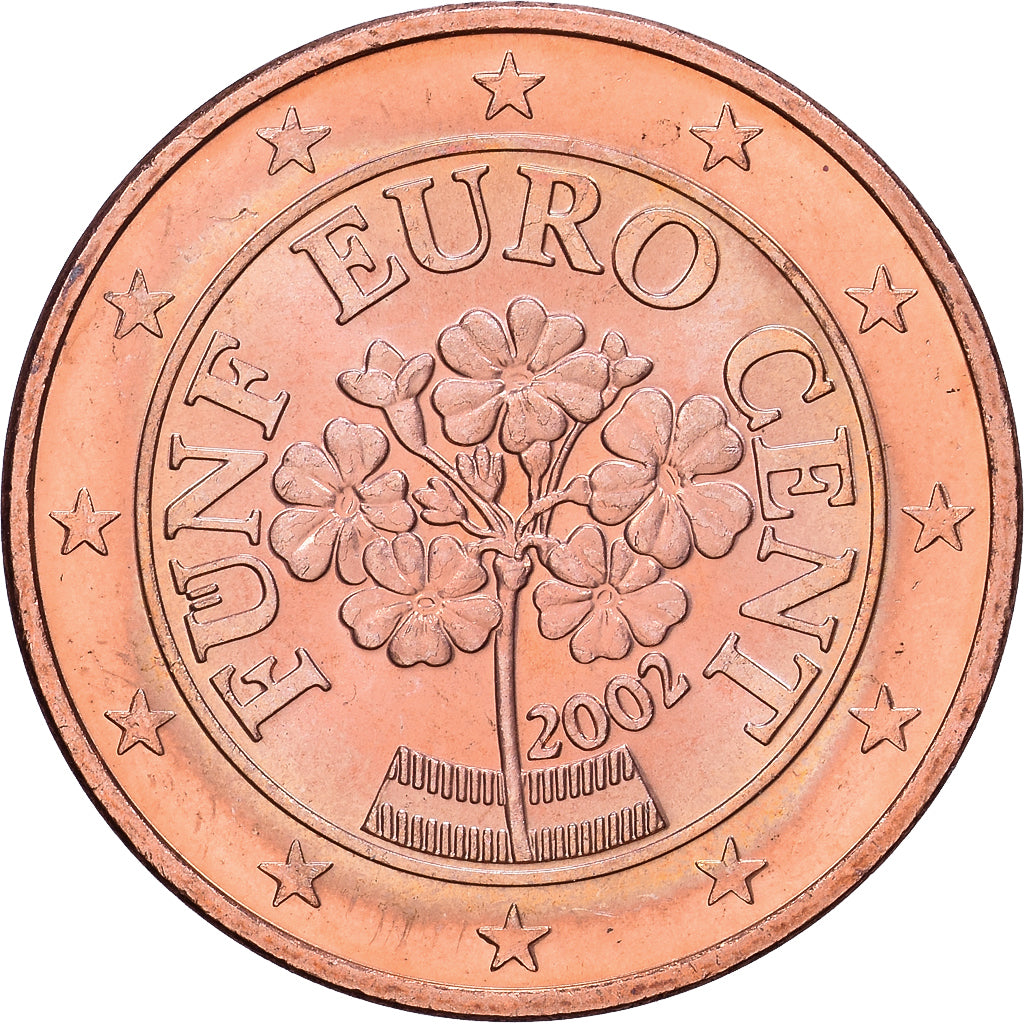 Oostenrijk, 5 Centimes, 2002, Vienna, Copper Plated Steel, UNC-