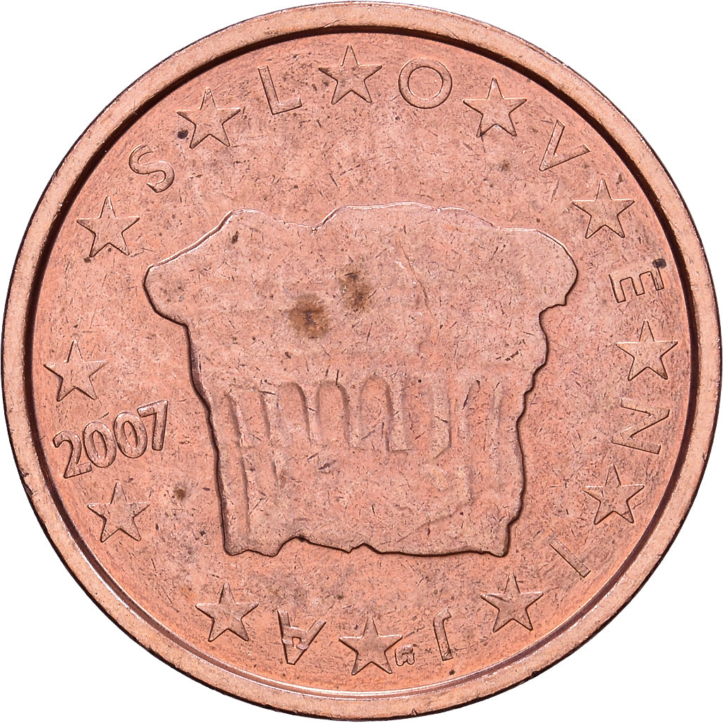 Slovenië, 2 Centimes, 2007, Vantaa, Copper Plated Steel, ZF