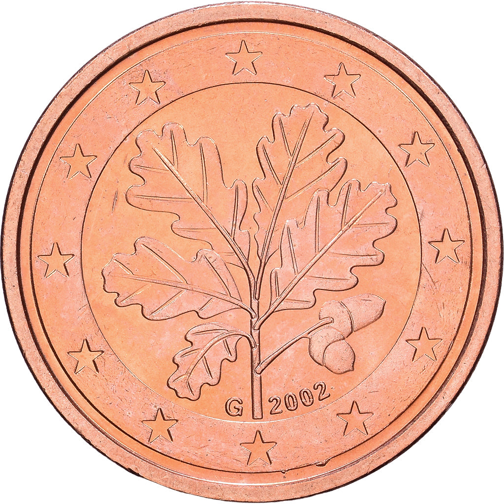 Deutschland, 2 Centimes, 2002, Karlsruhe, Acier plaqué cuivre, UNZ, KM:208