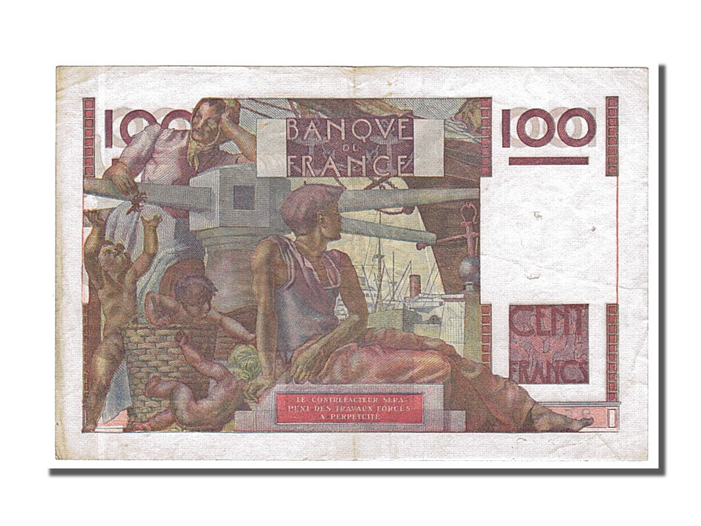 Billete, Francia, 100 Francs, 100 F 1945-1954 ''Jeune Paysan'', 1953
