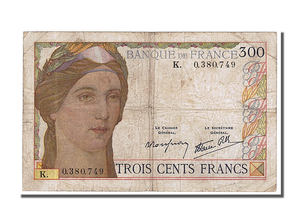Banconote, Francia, 300 Francs, 300 F 1938-1939, 1938, 1938-10-06, MB+
