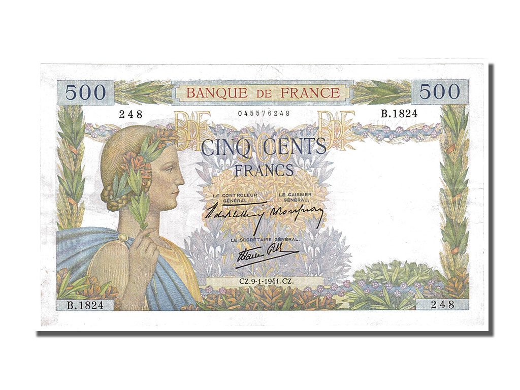 Billet, France, 500 Francs, 500 F 1940-1944 ''La Paix'', 1941, 1941-01-09, TTB+