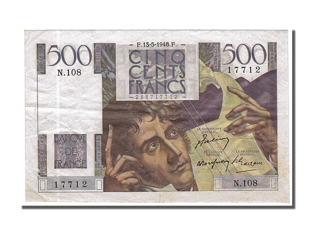 Geldschein, Frankreich, 500 Francs, 500 F 1945-1953 ''Chateaubriand'', 1948