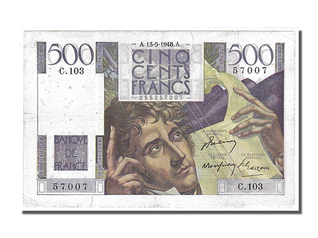 Geldschein, Frankreich, 500 Francs, 500 F 1945-1953 ''Chateaubriand'', 1948