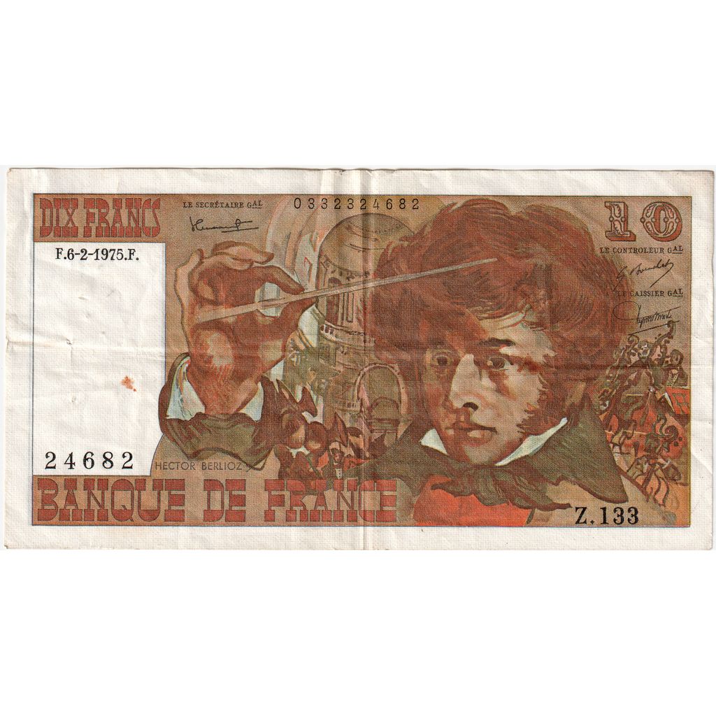 France, 10 Francs, Berlioz, 1975-02-06, Z.133, EF(40-45)
