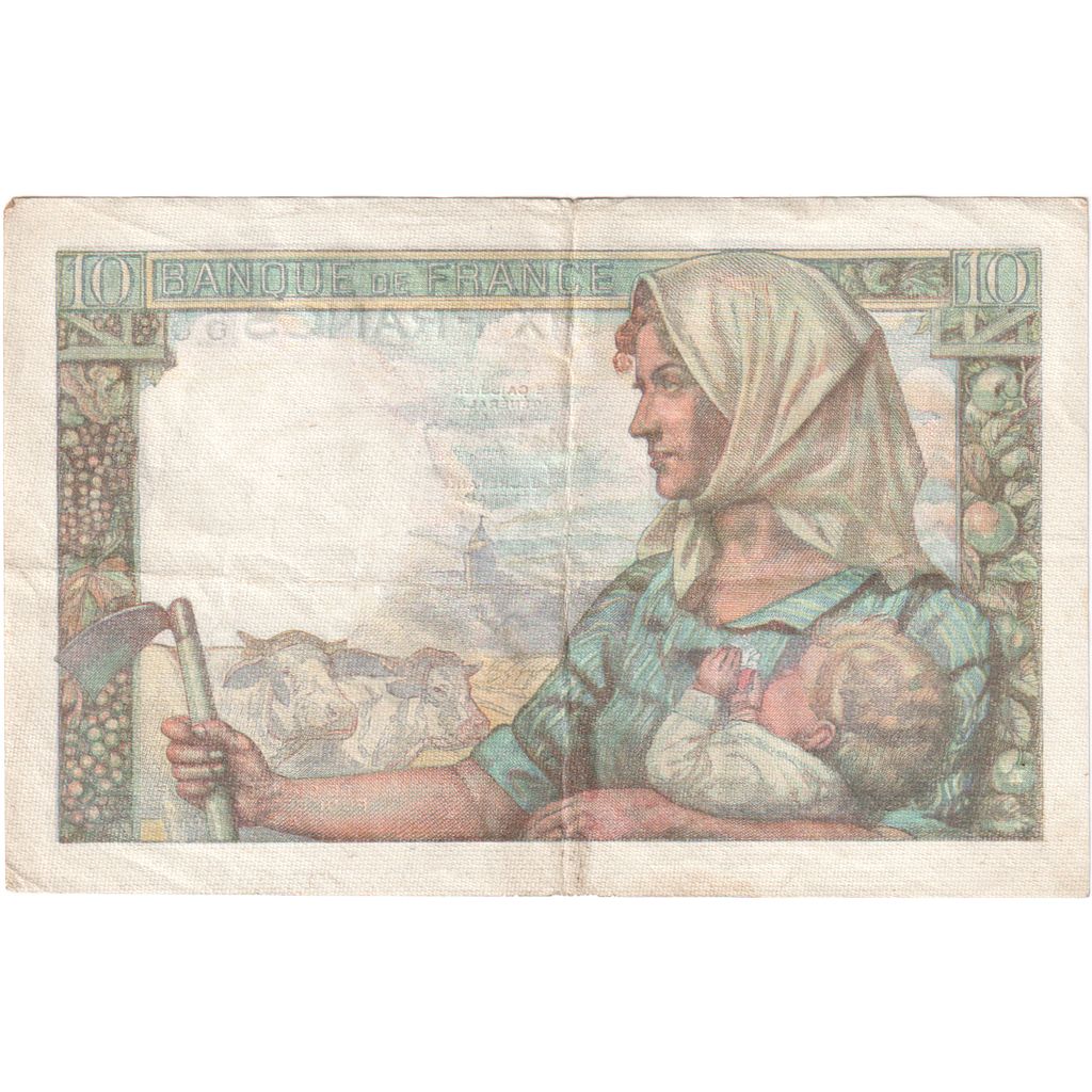 France, 10 Francs, Mineur, 1944-06-22, Y.82 55402, AU(50-53)