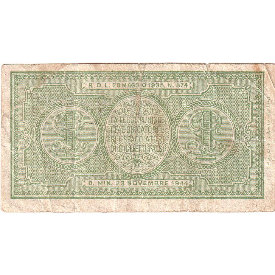 Italia, 1 Lira, 1944-11-23, BB