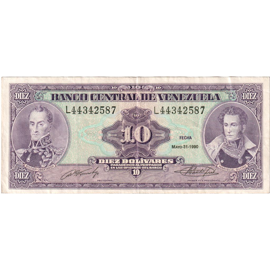 Venezuela, 10 Bolívares, 1990-05-31, EF(40-45)