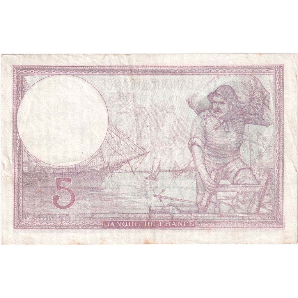 França, 5 Francs, Violet, 1940-12-12, C67263, EF(40-45)