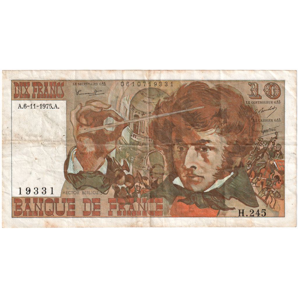 France, 10 Francs, Berlioz, 1975-11-06, H245, VF(30-35)
