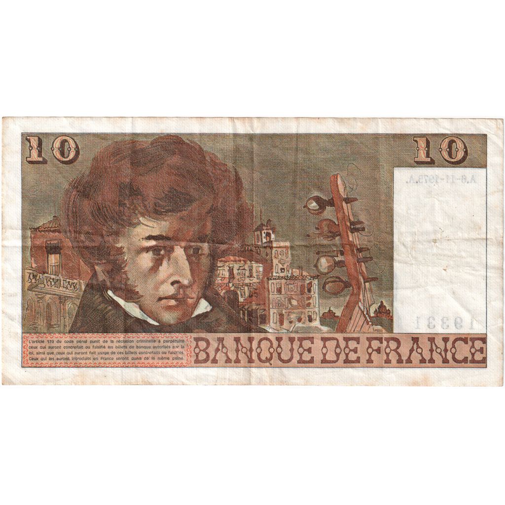 France, 10 Francs, Berlioz, 1975-11-06, H245, VF(30-35)
