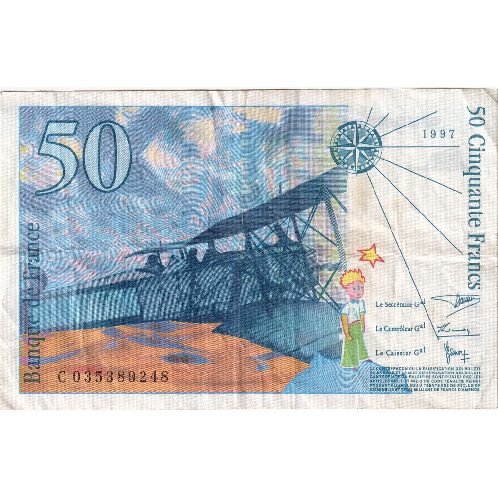 Francja, 50 Francs, St Exupéry, C035389248, AU(55-58)