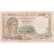 Francia, 50 Francs, Cérès, 1938-11-03, J8982, MB