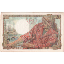 France, 20 Francs, Pêcheur, 1942-02-12, B51, AU(55-58)
