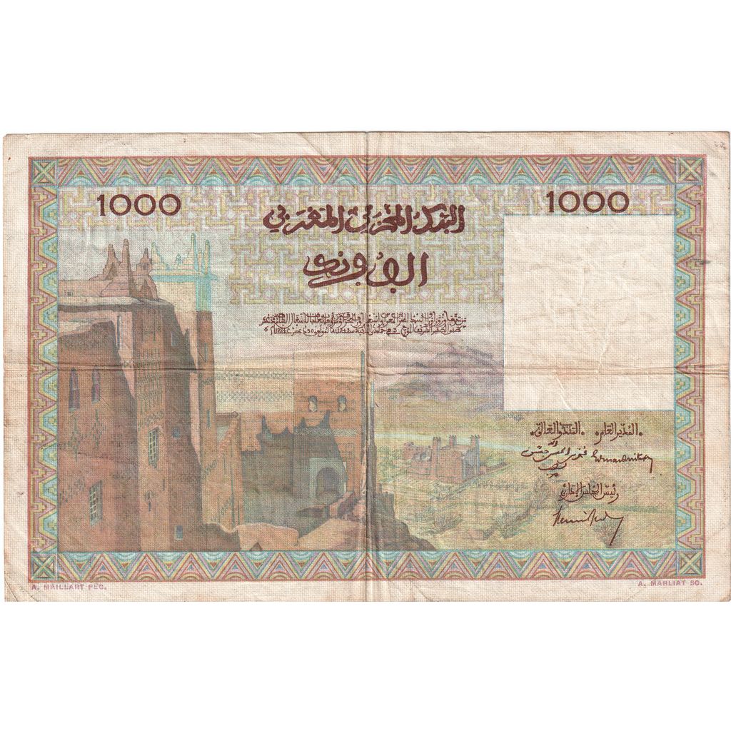 Marruecos, 1000 Francs, 1956-11-15, BC
