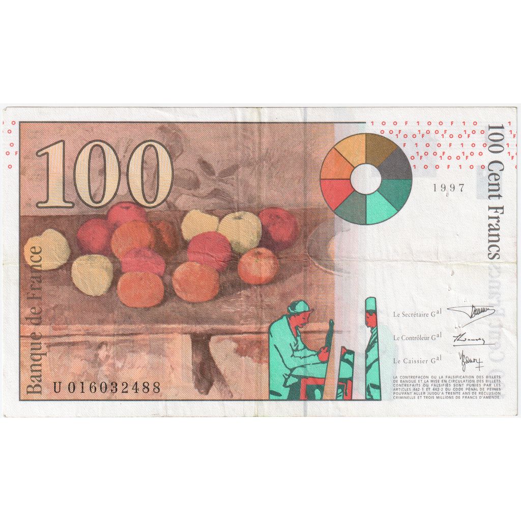 France, 100 Francs, Cézanne, 1997, U 016032488, VF(20-25)