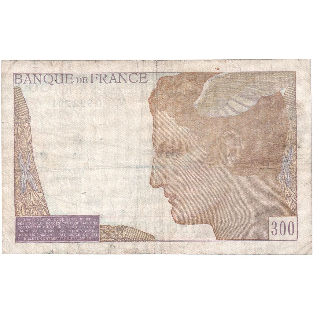 France, 300 Francs, Serveau, 1938, V.0.822.291, VF(20-25)
