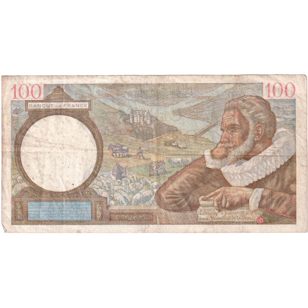 Francia, 100 Francs, Sully, 1942-01-29, V.28169, MB