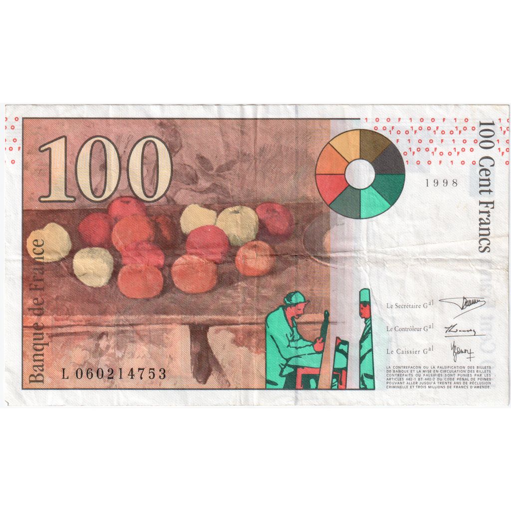 France, 100 Francs, Cézanne, L 060214753, VF(20-25)