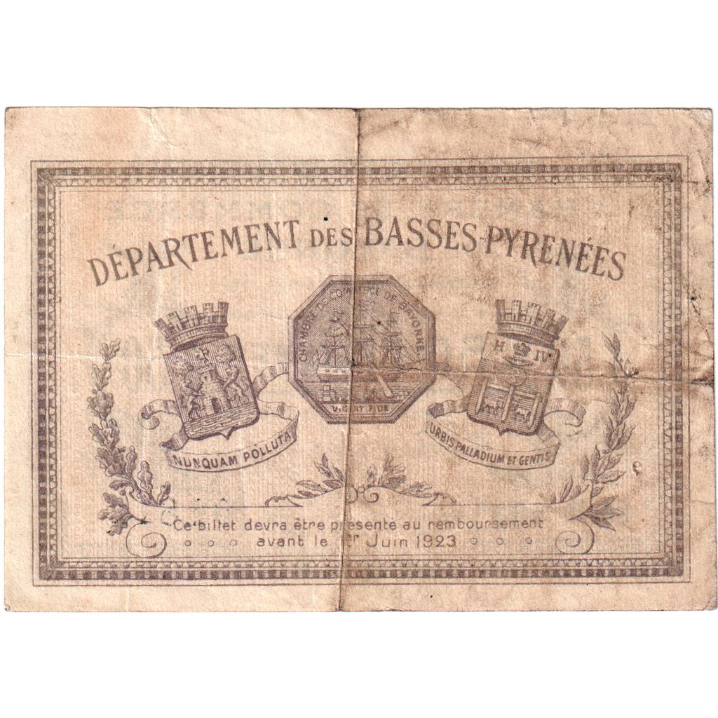 Frankreich, Bayonne, 50 Centimes, 1918-01-30, Serie AAA 02812, Chambre de