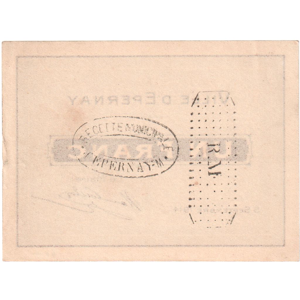 Frankreich, Epernay, 1 Franc, 1914-09-05, Bon Municipal., VZ, Pirot:51-16