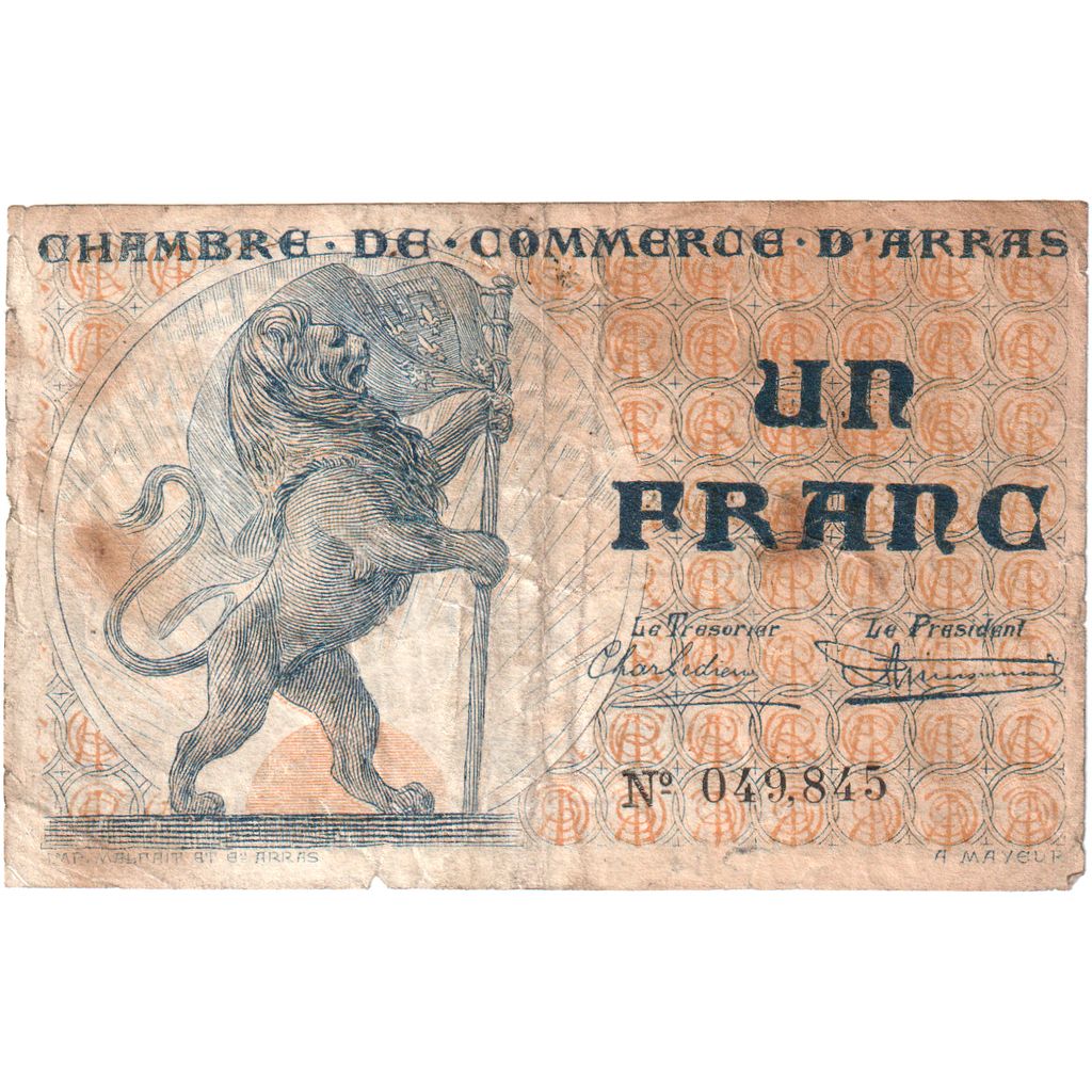 França, 1 Franc, 049 845, Arras, VG(8-10), Pirot:13-5