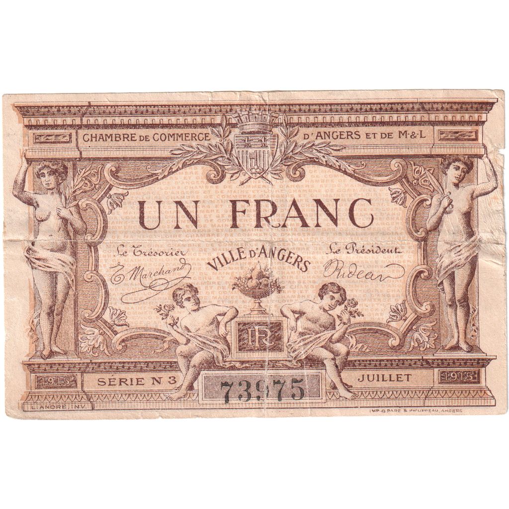 França, 1 Franc, Serie 3 73975, VF(20-25), Pirot:8-1