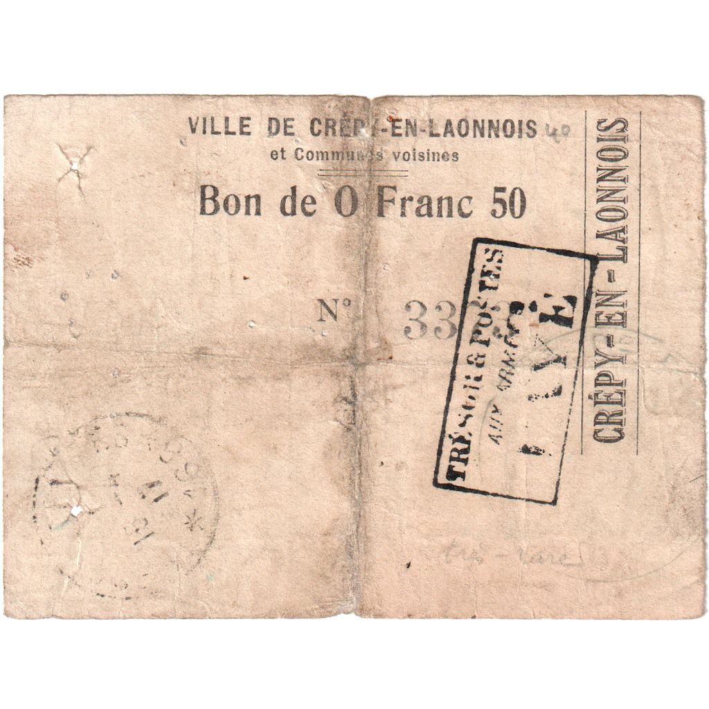 Francia, 50 Centimes, 1915-03-12, 1496, RC+, Pirot:02-531