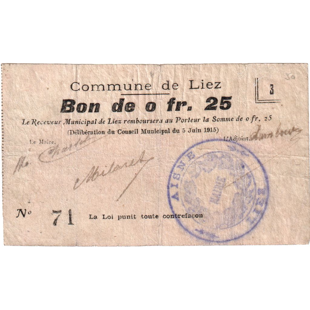 Francia, 25 Centimes, 1915-06-05, 71, BC+, Pirot:02-531