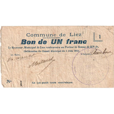 France, 1 Franc, Liez, 1915-06-05, 1, VF(20-25)